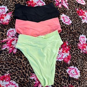 Aerie - 3 high waisted cheeky bikini bottoms